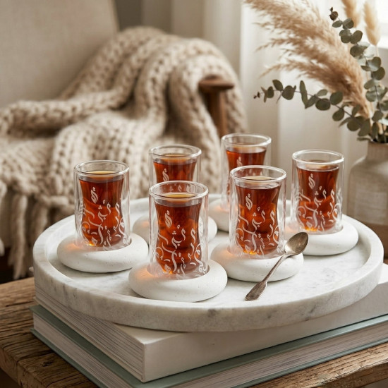Double Glass Tea Cup Set 6 Pcs